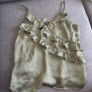 Green Ruffled Sleeveless Top